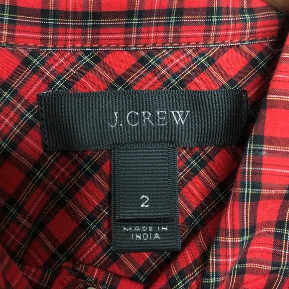 J. Crew Red Embellished Plaid Boy Shirt - Picture 5 of 10